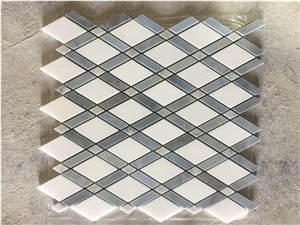 Thassos White Marble Diamond Pattern Mosaic Tile