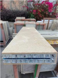 Bush-Hammered Limestone Backed Honeycomb Panel