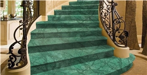 Green Step And Level Stairs Tiles Design