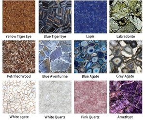 Blue Agate Semiprecious Stone Slab Commercial Counters