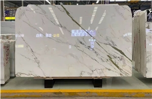 China White Arabescato Golden Marble Slab Carrara Tile