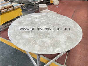Backlit White Crystal Luxury Stone Table Top