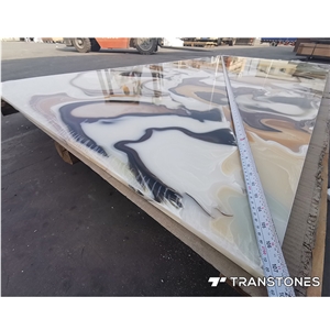 Faux Marble Big Slab Translucent Resin Panel F Dinging Table