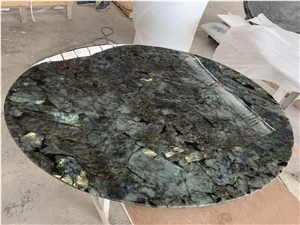 Round Lemurian Blue Granite Table Top