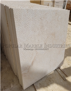 Beige Limestone Tiles Bush Hammered For Wall Cladding