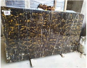Polished Black And Gold Marble Slabs