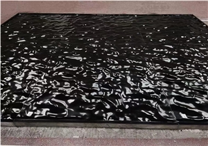 Laser Stone Engraving Low Relief Black Marble Wall 3D Tile