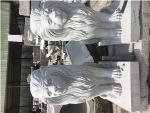 Stone Animal Outdoor Sculpture Granite Lion Guardian Statue