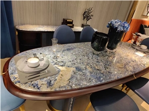 Stone Interior Restaurant Table Granite Amazonite Furniture