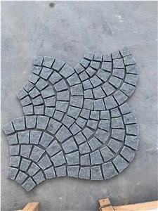 Stone Mesh Backed Pavement Granite Driveway Fan Pattern Road