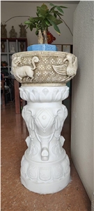 Stone Sculpt Flower Stand Marble Outdoor Garden Planter Vase