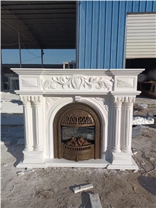 Stone Sculptured Modern Fireplace Marble Indoor Fireplace