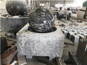 Stone Sculptured Rolling Ball Fountain Granite Water Feature