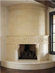 French Style Fireplace Mantel In Beige Marble