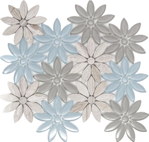 Flower Pattern Daisy Sky Glass Mosaic Tiles