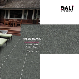 FOSSIL BLACK - Matt Outdoor Tiles 60X120cm 20Mm Full Body Paving Tiles