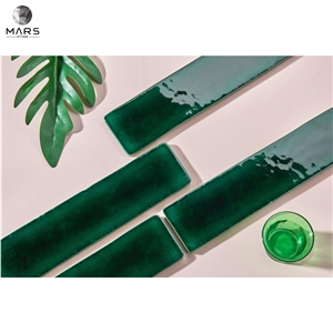 Polished Surface Green Glass Mosaic For Bathroom Wall Tiles