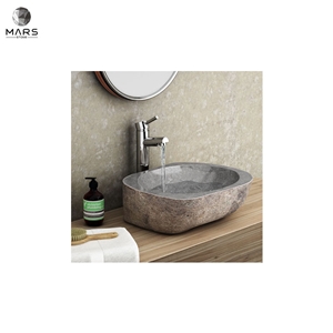 Artistic Unique Luxury Customized Grey Stone Sink Washbasin