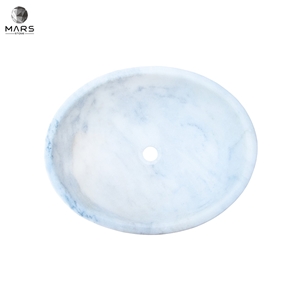 Carrara White Marble Stone Oval Vessel Sink
