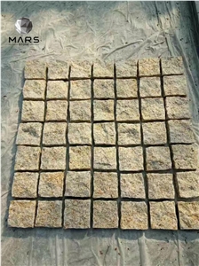 Cheap Driveway Yellow Granite Tiles Cube Paving Stone