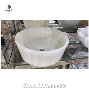 China Luxury White Onyx Basin Pure White Onyx Washbasin