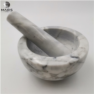 Custom Natural Marble Stone Mortar With Pestle Set