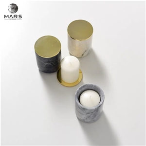 Custom White Marble Stone Candle Jar Holders Containers