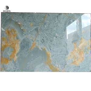 Customized Indoor Golden Blue Jade Onyx Non Slip Bathroom Tiles