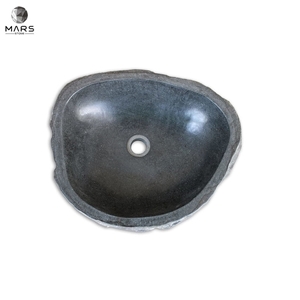 Customized Irregular Sharped Black Stone Bathroom Sink Basin
