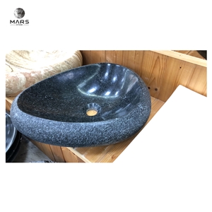 Dark Grey Natural Marble Sink Wash Basin For Bathroom