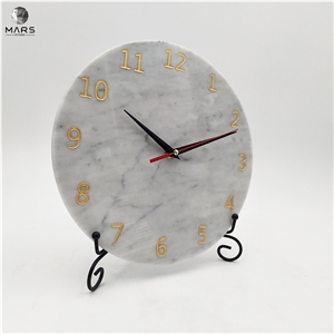 Decorative Handmade Modern Round White Marble Wall Clock