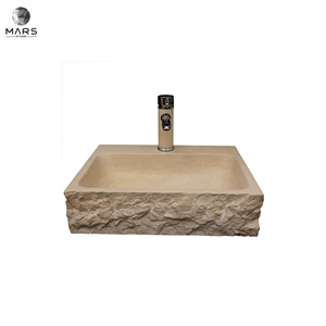 Factory Direct Price Art Design Rectangle Beige Marble Sink