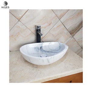 High Polishing Italian Carrara White Marble Basin Sink