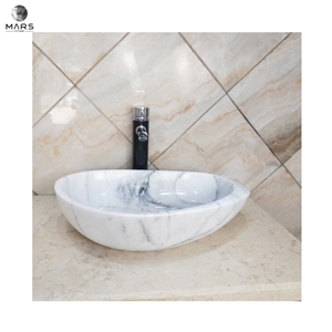 High Polishing Italian Carrara White Marble Basin Sink