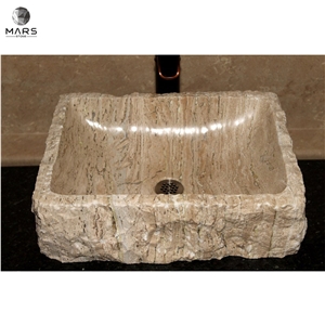 High Quality Vessel Sink Stone Rustic Travertine Washbasin