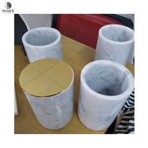 Home Decoration Product Carrara White Marble Candle Holder