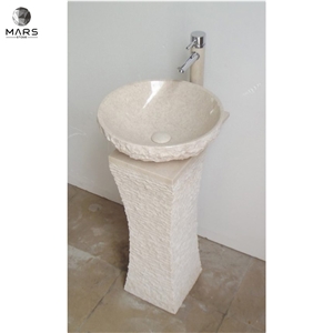 Industrial Artistic Round Freestanding Marble Wash Basin Sink