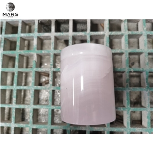 Modern Decorative Natural Pink Color Onyx Candle Jar