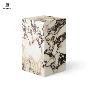 Modern Pillar Side Table Natural Square Cube Marble Plinth