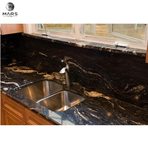 Natural Marble Cosmic Black Granite Slab For Kitchen Top