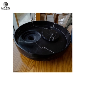 Natural Stone Black Marble Above Counter Vessel Sink