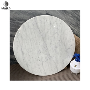 Natural Stone Carrara White Marble Table Top With Base Round