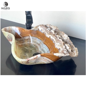 Natural Stone Onyx Sink Hand Carved Vessel Basin