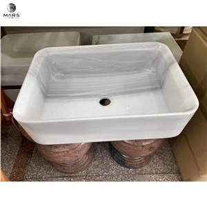 Natural Stone Pearl White Marble Double Single Basin