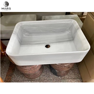 Natural Stone White Marble Square Rectangle Handwash Sink