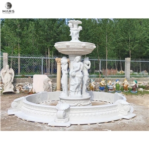 Natural White Marble Hand Carved Water Features Fountain