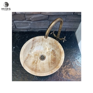 Natural Yellow Onyx Stone Hand Crafted Washbasin Sink