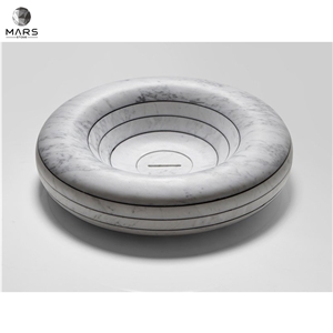 New Design White Natural Round Marble Wash Basin Sink