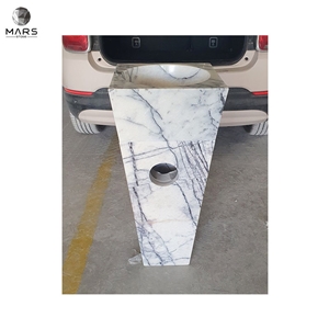 New York Style Natural Stone White Marble Pedestal Sink