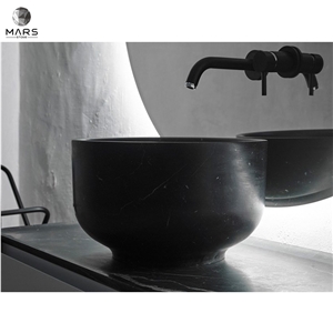 Popular Hot Natural Marble Round Black Basin Wash Sink